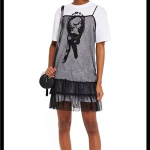 MCQ ALEXANDER MCQUEEN
Layered tiered lace and printed cotton-jersey mini…